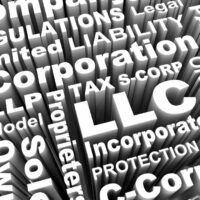 LLC LLP S- C-Corp Business Types Models Words 3d Illustration